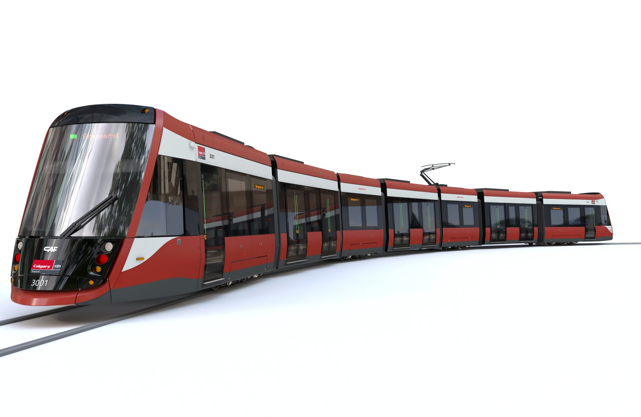 Curved view of the new CAF Urbos 100.