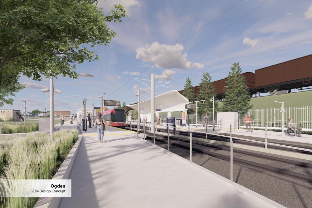 90% design concept of an at-grade station. 