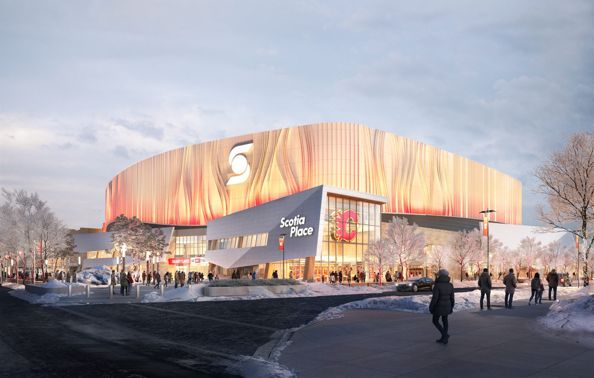 Rendering of the building in the day time from the street.
