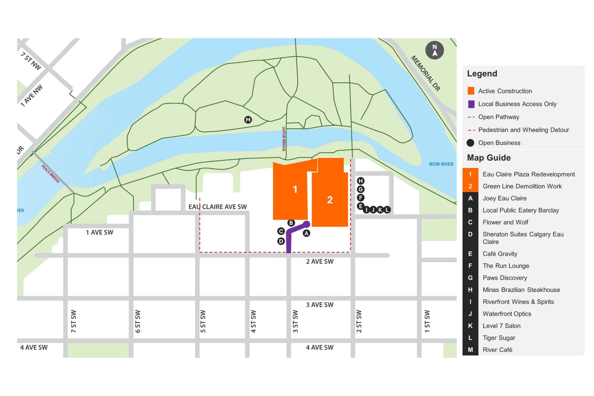 Eau Claire pathway detour map