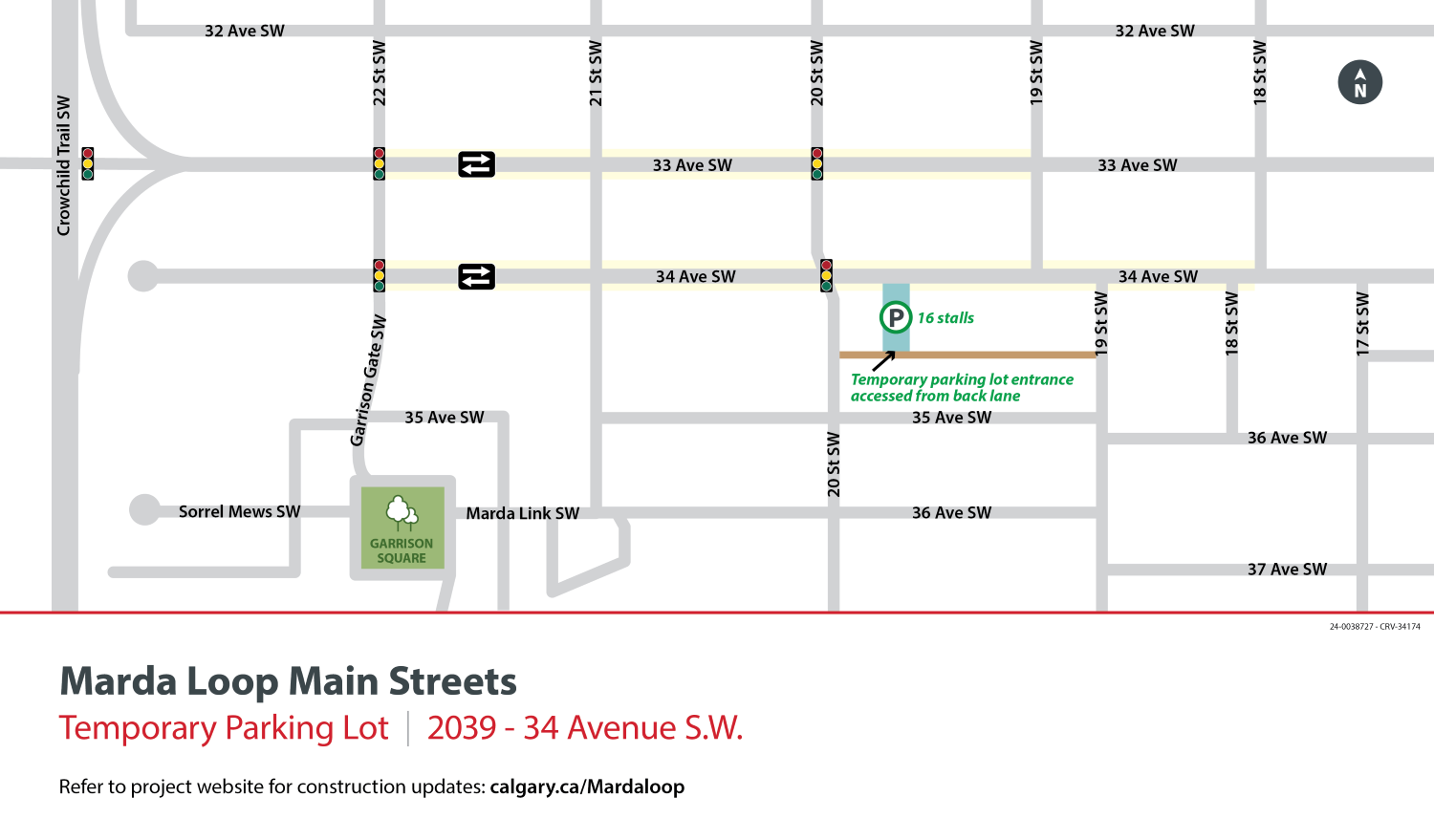 Access temporary parking lot from alley off 20 Street
