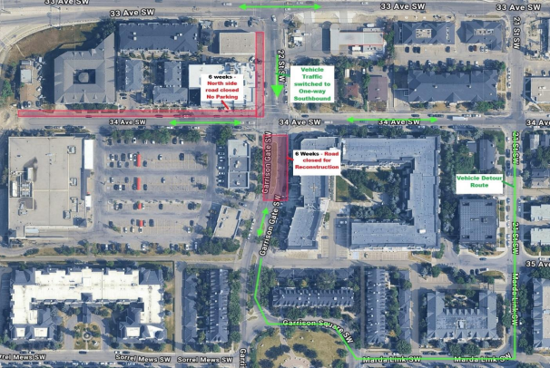Road reconstruction at 22 Street and 34 Avenue map