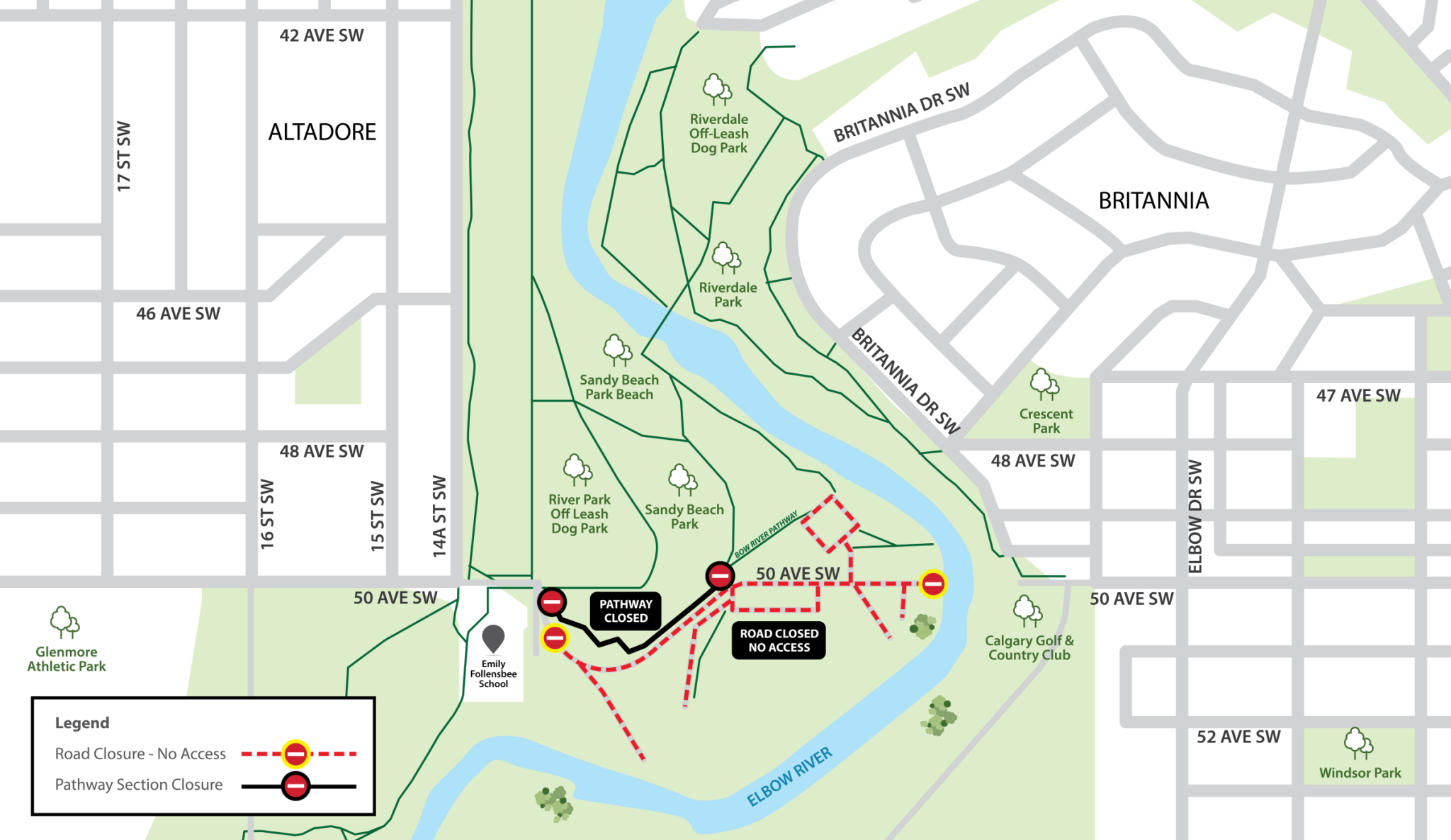50th ave sw entrance to Sandy Beach park closure map