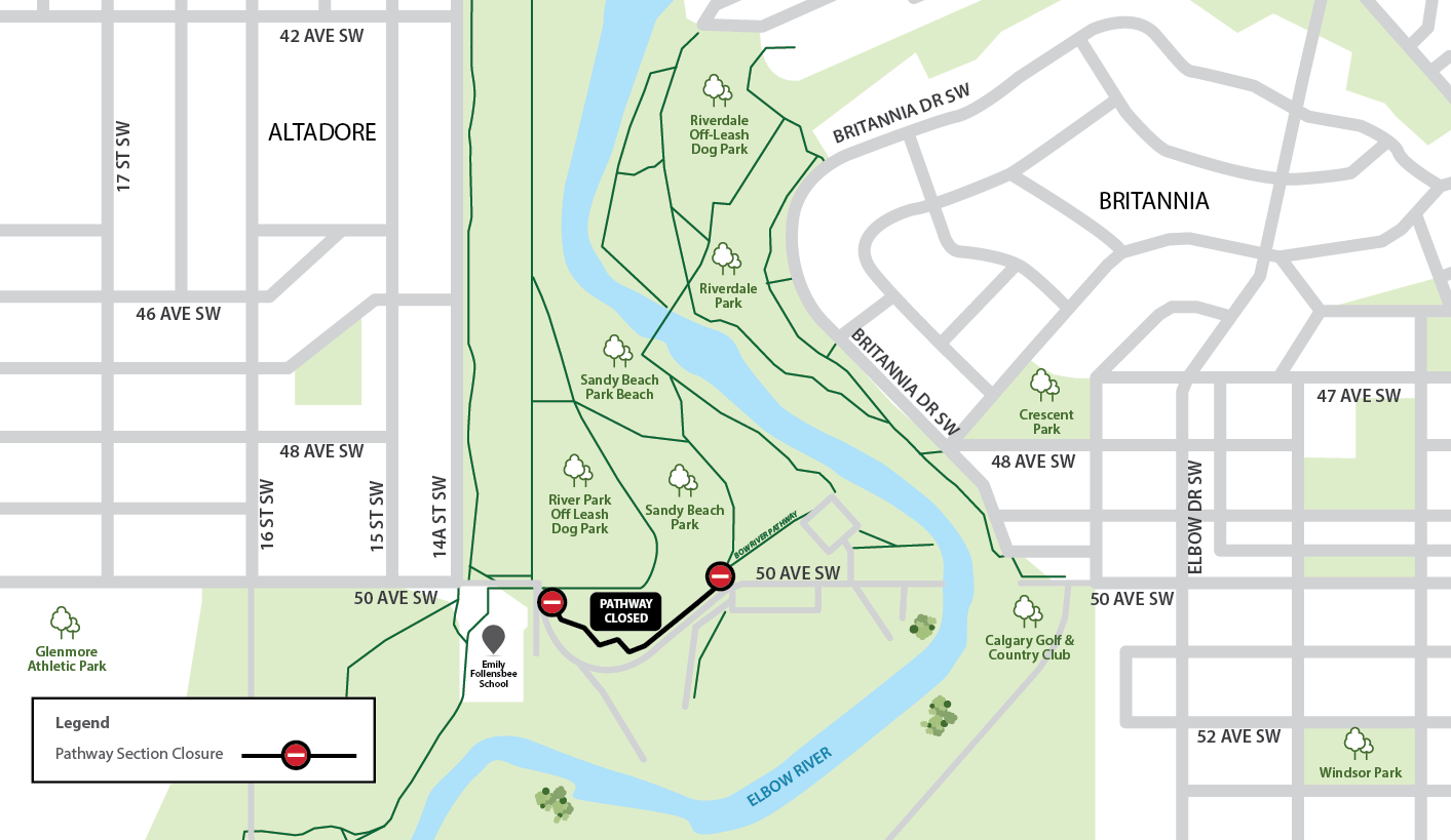Sandy Beach pathway closure map