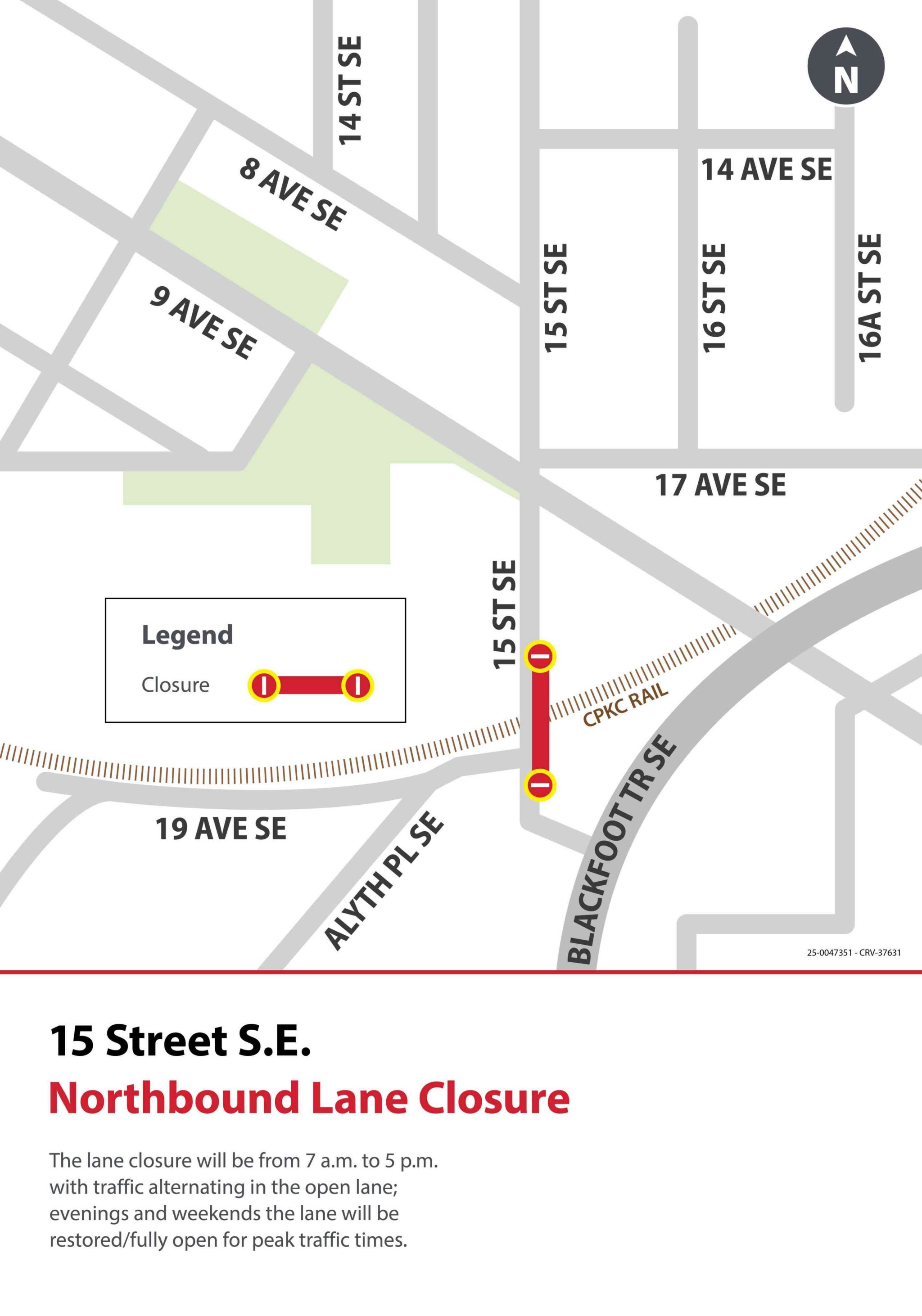 Map of lane closure