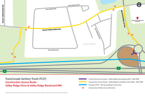 TransCanada Sanitary Trunk (TCST) construction access route - Valley Ridge Drive & Valley Ridge Boulevard NW